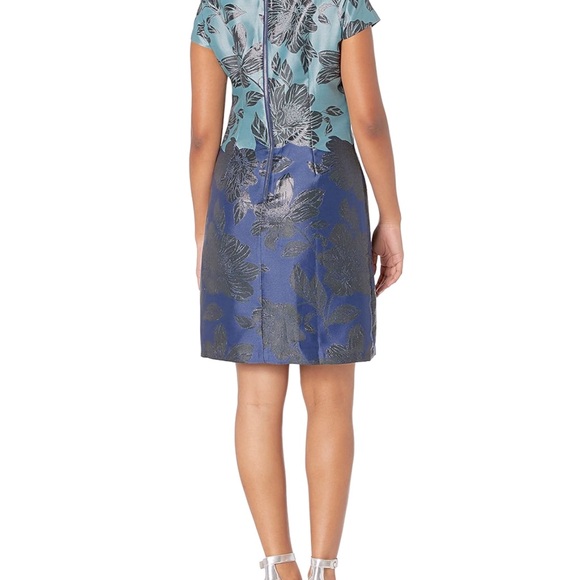 Vince Camuto NWT Blue/Black Floral cocktail Dress Sz14 appropriate for all event - Picture 2 of 11
